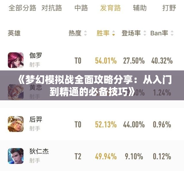 《梦幻模拟战全面攻略分享：从入门到精通的必备技巧》