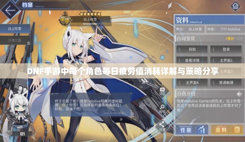 DNF手游中每个角色每日疲劳值消耗详解与策略分享