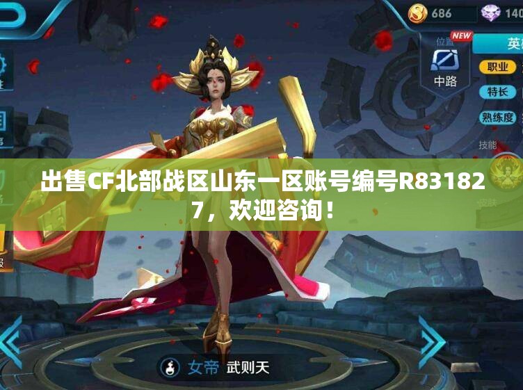 出售CF北部战区山东一区账号编号R831827，欢迎咨询！