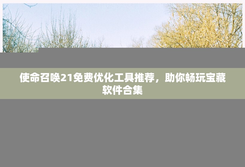 使命召唤21免费优化工具推荐，助你畅玩宝藏软件合集