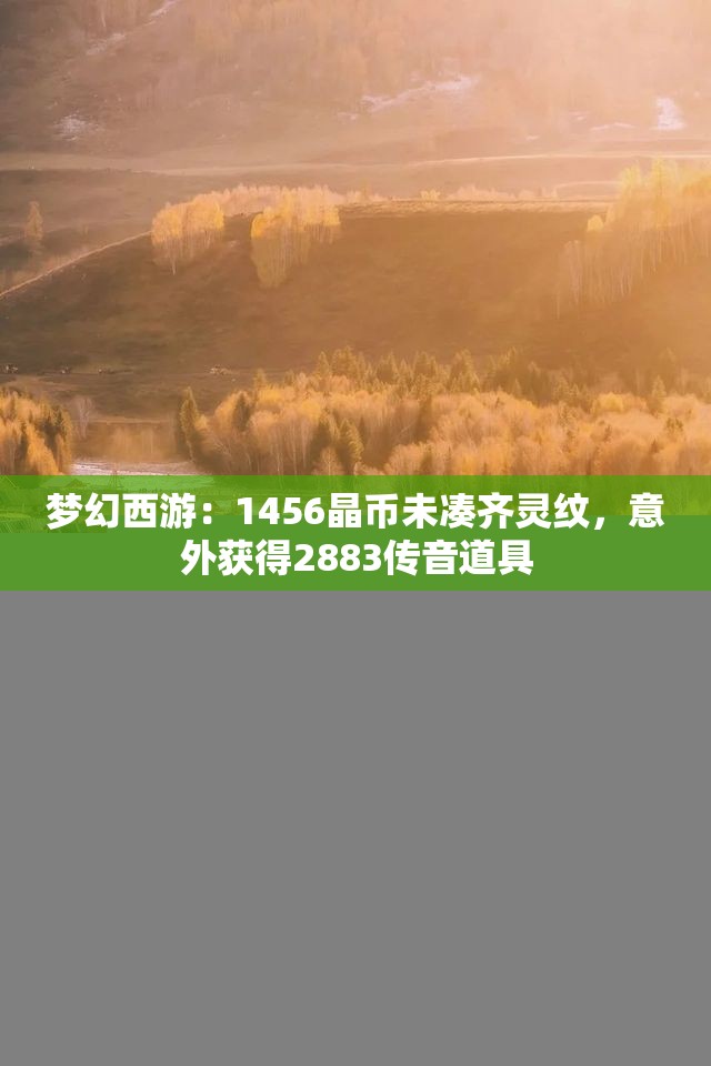 梦幻西游：1456晶币未凑齐灵纹，意外获得2883传音道具