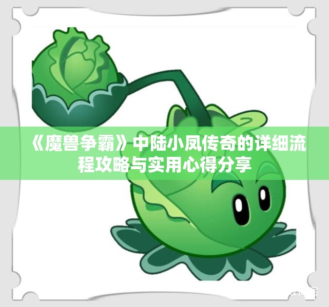 《魔兽争霸》中陆小凤传奇的详细流程攻略与实用心得分享