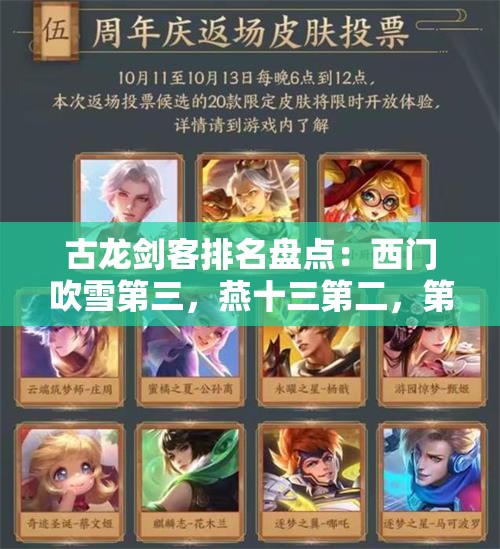 古龙剑客排名盘点：西门吹雪第三，燕十三第二，第一是谁呢？